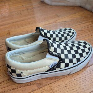 Vans Slip-On Checkerboard Skate Shoe Black/White W6.5/M5